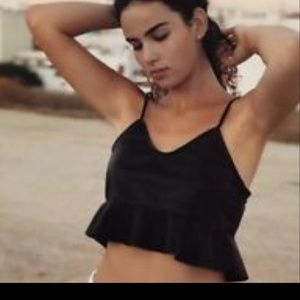 Zara Faux Black  leather Crop top